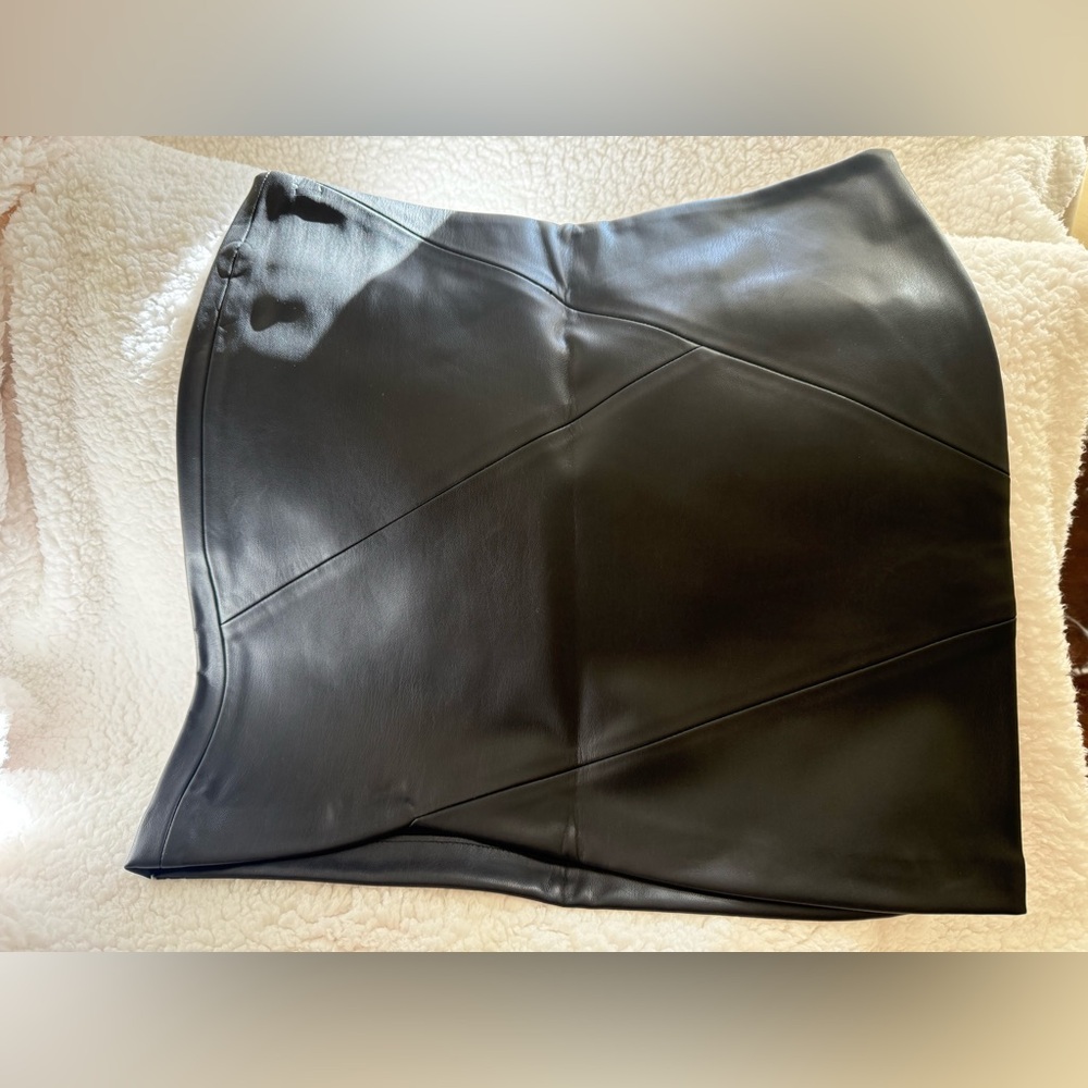 Zara Black Faux-Leather Mini Pencil Skirt